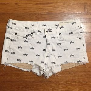 White Rag & Bone cutoff shorts with motorcycles